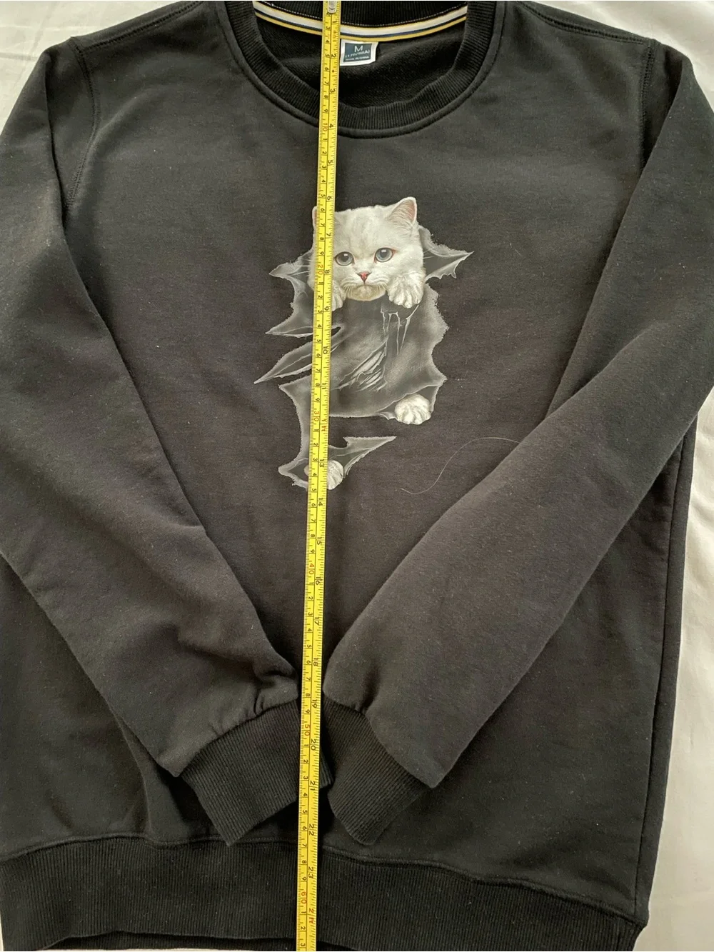 Black Cat Print Crewneck Sweatshirt for Cat Lovers
